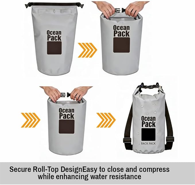 Waterproof Dry Bag Backpack Set of 3 (2L 5L 10L) – PVC Roll Top Waterproof Bags for Kayaking, Camping & Travel – Floating Compression Dry Pack for Outdoor Gear (Pink, light blue, gray)