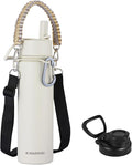KXIAOCHEN Insulated Water Bottle, Stainless Steel Water Bottle, 2 Lids (Straw and Handle Lid),Wide Mouth Metal Water Bottles Keep Hot and Cold, Double Walled, Thermo Mug, Metal Canteen