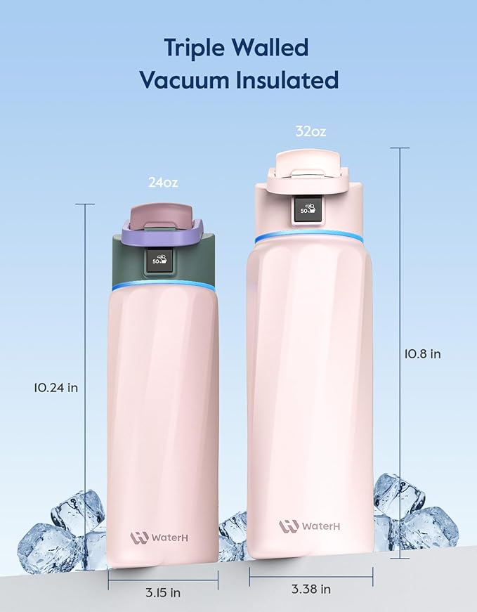BOOST Smart Water Bottle with Reminder & Tracker, Double Wall Vacuum Insulated Bottles Stainless Steel, 32oz BPA-Free Wide Mouth for School, Gym, Office, Ideal for Mother's Day
