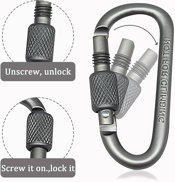 YUCHIYA 8 Pack D-Shape Carabiner Clasp with Screw Gate, 2.2 Inch Mini Keychain Clip Key Chain Buckle, Aluminum Alloy Keyrings Hook for Outdoor Hiking not for Climbing