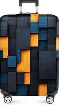 ANNA QUEEN Dark Geometric Wood Luggage Cover, Modern Abstract Suitcase Protector for 28-30 Inch Bags