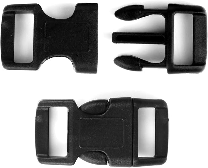 5/8" Black Plastic Side Release Buckle Curved Quick Release for DIY Bracelets, Backpacks, Dog Collars & Tactical Gear