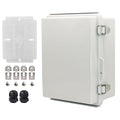 Waterproof Electrical Box with Mounting Plate, IP67 Junction Box Stainless Steel Latch Hinged Grey Cover Project Enclosure with Wall Bracket and 2 Glands 8.3" x 6.3" x 3.9"