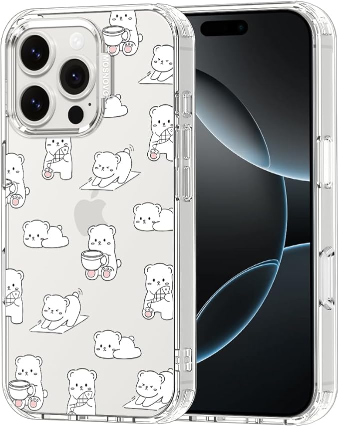 MOSNOVO for iPhone 16 Pro Case, Shockproof Military-Grade Protection 6.6ft Drop Tested, Clear Phone Case for iPhone 16 Pro, Cozy Bear Days Design