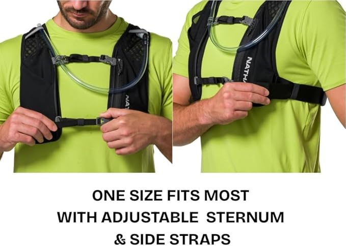 Nathan QuickStart Hydration Pack Vest with Bladder or flasks, Storage Pockets, Breathable Moisture-Wicking Fabric, Adjustable Straps for Running, Hiking, Walking, Marathons, Obstacle Races