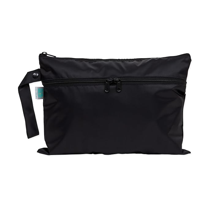 Bumkins Waterproof Wet Dry Clutch Bag for Baby, Travel, Swim Suit, Cloth Diapers, Pump Parts, Pool, Gym Clothes, Toiletry, Hook to Stroller, Daycare, Packing Pouch, Diaper Bag, Zip Reusable, Black