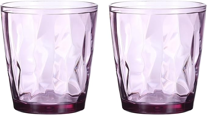 uxcell 10oz Acrylic Drinking Glasses, 2Pcs Plastic Reusable Tumblers Drinkware Unbreakable Water Glasses Cups Stackable & Dishwasher Safe for Home Outdoors Restaurant, Purple