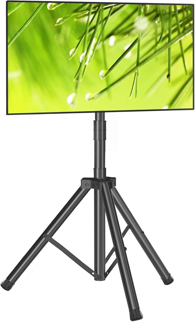 TVON TV Tripod Stand for 23-80 inch Flat Screen/Curved TVs, Portable TV Stand with ±15° Tilt and Height Adjustment Holds up to 100lbs, Floor TV Stand Display Max VESA 600x400m