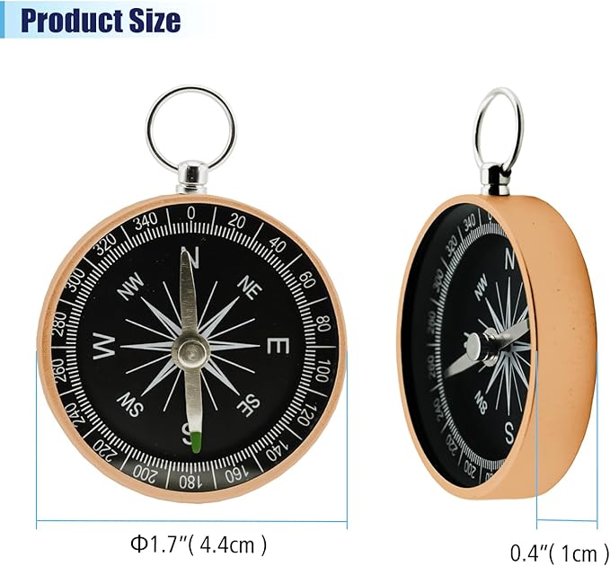 Pocket Compass, 2 Pieces Mini Compass with Key Ring, Suitable for Hiking Survival, Mountaineering Camping, Outdoor Adventure Party Navigation Tools
