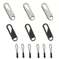 Zipper Pull Replacement, Zipper Pull Tabs for Luggage Clothing Jackets Backpacks Boots Purse Coat in Black and Silver, Zinc Alloy Material