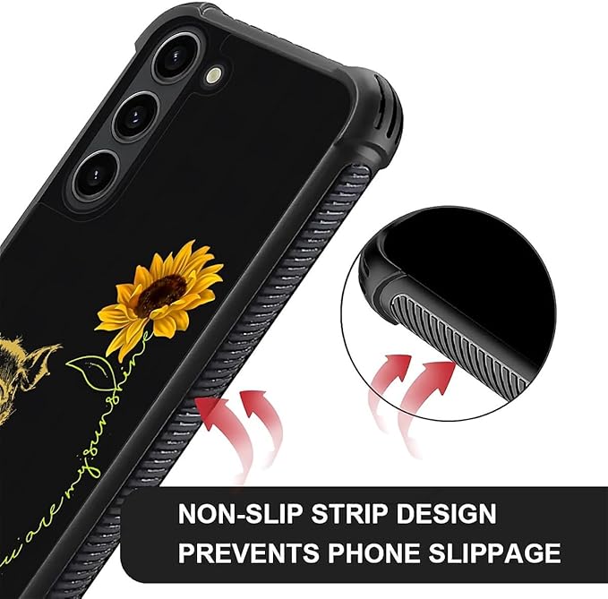 for Samsung Galaxy S23 Case, Pig Sunflower Yellow Sunshine Pattern Graphic Design Girl Boy Soft Silicone Hard Acrylic Shock Protection for Samsung Galaxy S23