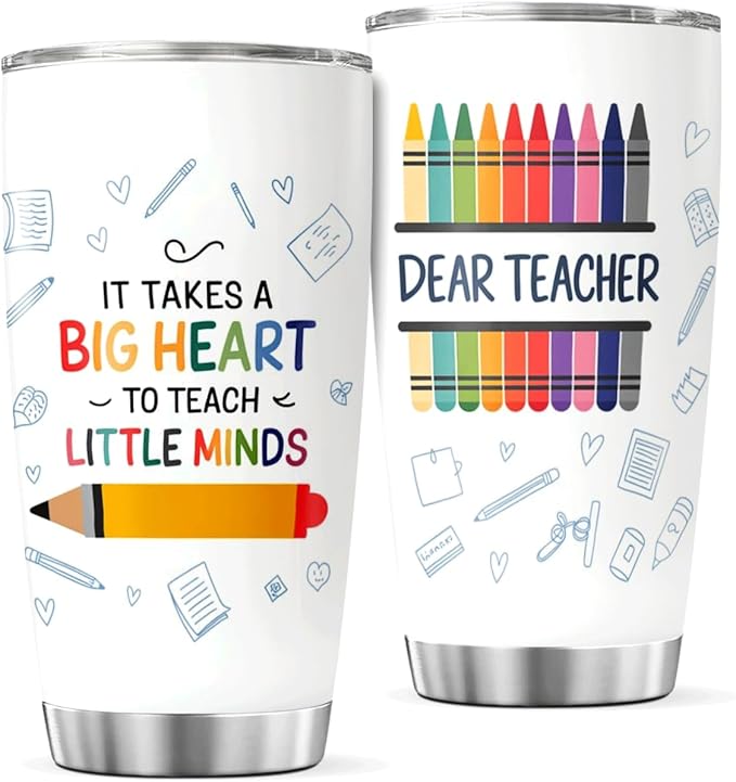 CUBICER Colorful Crayon Teacher Quote Design 20 Oz Tumbler For Educators Stainless Steel Travel Mug Appreciation Bottle Coffee Drink Outdoor Iced Heat Hot Cool