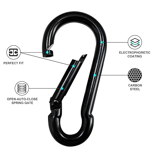 Small Carabiner Clip Hook, 1.57 inch 10 pcs Black Heavy Duty Spring Snap Hook Key Chain, Carabiners Clips for Outdoor Camping, Swing Set, Hammock, Hiking Travel, Fishing, Quick Link Keychain