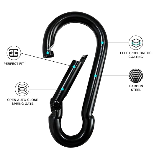 Small Carabiner Clip Hook, 1.97 inch 25 pcs Black Heavy Duty Spring Snap Hook Key Chain, Carabiners Clips for Outdoor Camping, Swing Set, Hammock, Hiking Travel, Fishing, Quick Link Keychain