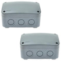 SuperInk IP66 Waterproof Junction Box, Outdoor Electrical Enclosure Box, 4.9"x3.3"x2.3" PVC/ABS Plastic Project Case, Weatherproof Grey Cable Box for Exterior Use, Fits 20mm Cable Glands，2PK