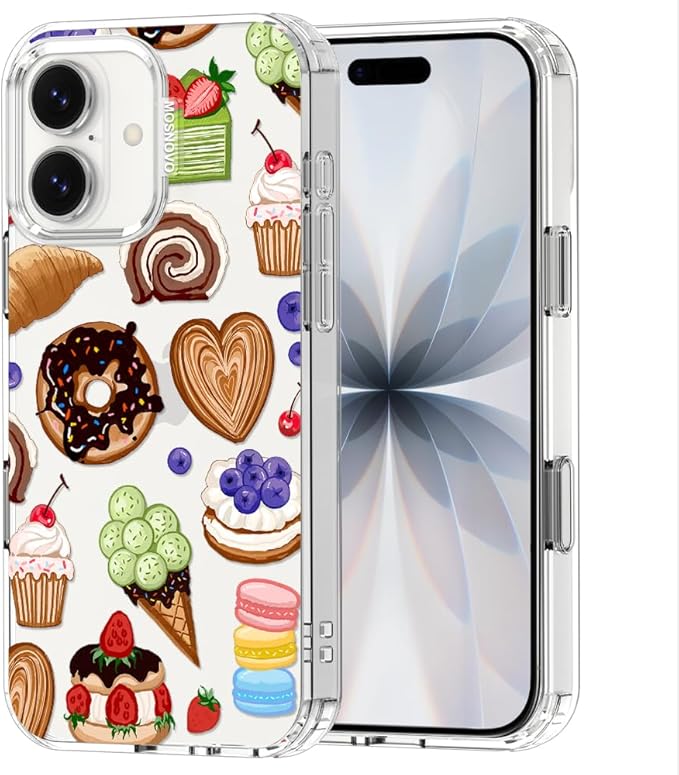 MOSNOVO for iPhone 17 Case, Shockproof Military-Grade Protection 6.6ft Drop Tested, Camera Control, Clear Phone Case for iPhone 17, Sweet Treats Design