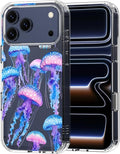 MOSNOVO for iPhone 17 Pro Max Case, Shockproof Military-Grade Protection 6.6ft Drop Tested, Camera Control, Clear Phone Case for iPhone 17 Pro Max, Mystic Jellyfish Design