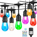 Auroraworld 96FT RGB Outdoor String Lights, Dimmable Color Changing Waterproof LED Patio Lights with Remote, 30 Shatterproof Bulbs for Garden Yard Party Decor