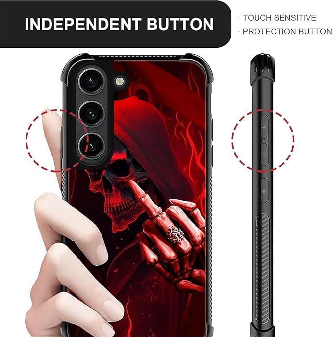 for Samsung Galaxy S23 Plus Case, Gestures Funny Skull Pattern Graphic Design Girl Boy Soft Silicone Hard Acrylic Shock Protection for Samsung Galaxy S23 Plus