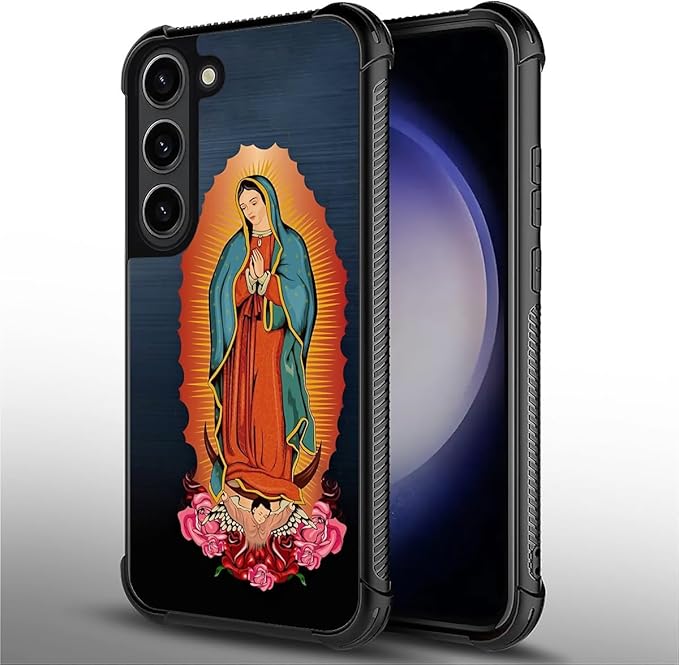 for Samsung Galaxy S23 Plus Case, Red Virgen Guadalupe Pattern Graphic Design Girl Boy Soft Silicone Hard Acrylic Shock Protection for Samsung Galaxy S23 Plus