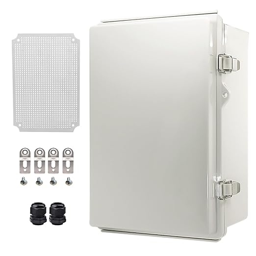 Outdoor Waterproof Electrical Box Junction Box Weatherproof IP67 ABS Plastic Enclosure Switch Router Project Box Electronics Enclosure with Mounting Plate Wall Bracket Grey 11.4"x7.5"x5.5"