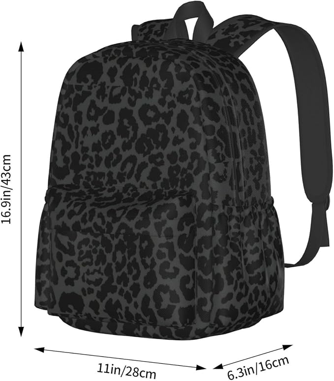 cfpolar 17 Inch Backpack Dark Gray Cheetah Leopard Print Laptop Bag Shoulder Bag School Bookbag Casual Daypack For Boys Girls