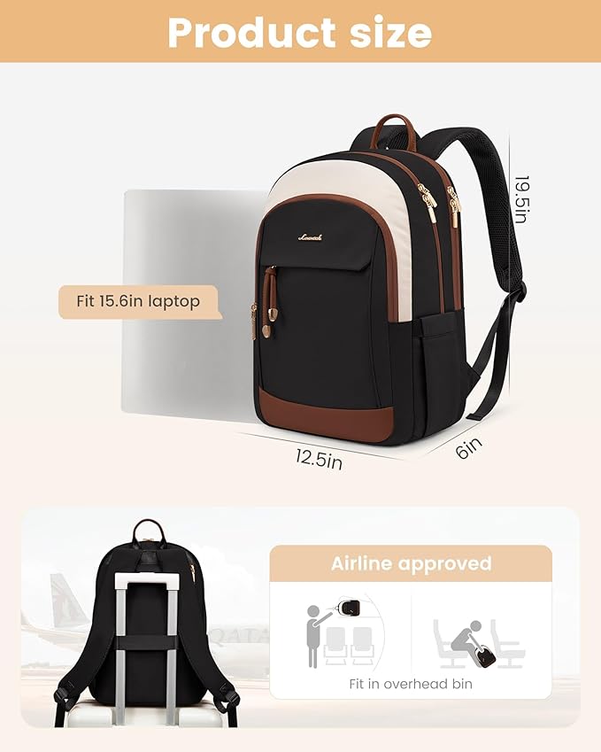 LOVEVOOK Backpack for Women, 15.6 Inch Laptop Backpacks for Work College Travel, Large Capacity Water-Repellent Anti Theft Computer Bags with Laptop Compartment College Essentials, navy blue
