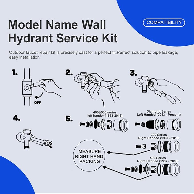 630-7755 Wall Hydrant Repair Kit for Outdoor Faucet Repair Kit 500 400 300 Series Part 630-7755 Wall Hydrant Complete Service Kit