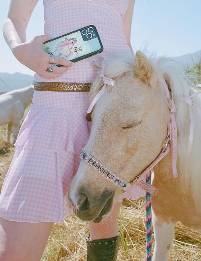 Wildflower Cases - Compatible with iPhone 13 Pro | Protective Black Bumper, 6.5ft Drop Test Certified, Women Owned Small Business | Horse, Blue, Sky, White, Coquette, Cute | Precious Pony