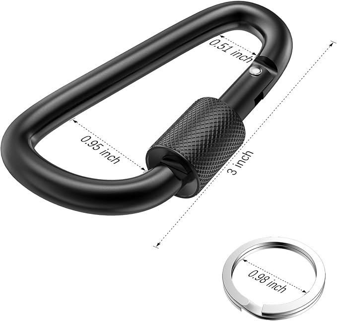 sprookber 3" Locking Carabiners | Keychain Carbineers D Ring Key Clip Spring Snap Hook for Multi-Usage | Set of 8