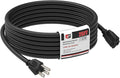 EP 25FT Black Outdoor Extension Cord, 16/3 SJTW Heavy Duty Waterproof, 3 Prong Grounded Plug, 13A 1625W 16AWG, Cold-Resistant Flexible Power Cable for Garden, Home, Christmas Lights