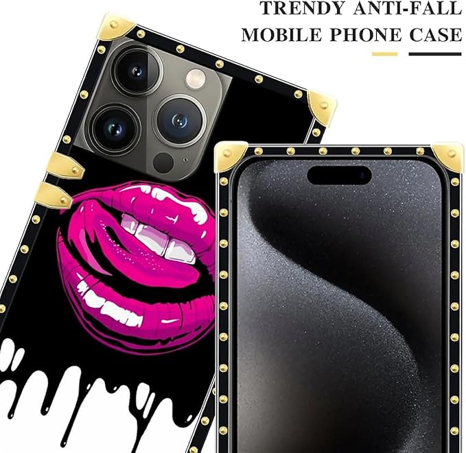 Compatible with iPhone 16 Pro Case, Black White Red Slap Sexy Luxury Golden Decoration for Girl Women Soft TPU Shockproof Protective Hard PC Back for iPhone 16 Pro