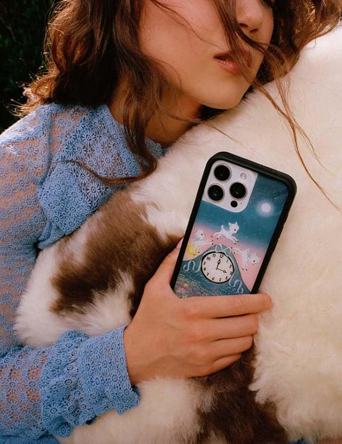Wildflower Cases - Compatible with iPhone 13 Pro | Protective Black Bumper, 6.5ft Drop Test Certified, Women Owned Small Business | Floral Clock Ribbon Aesthetic Trendy Cute | Collab - Laufey