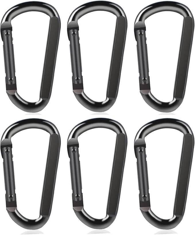 DELSWIN Heavy Duty Carabiner Clip 900lbs, 3 Inch Steel Carabiners for Keychain, Camping, Hiking, Backpack, Dog Leash, Hammock, Gym - D-Shaped Spring Hook Black
