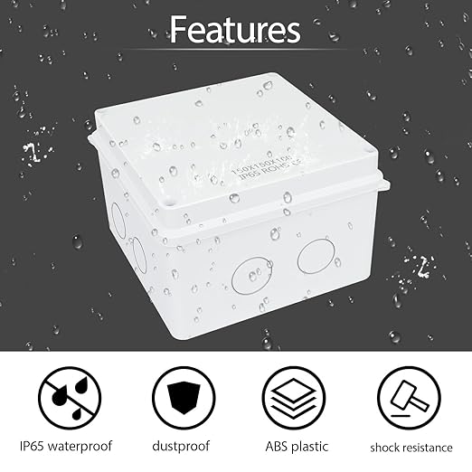 LeMotech Junction Box, Electrical Box IP65 Water Resistant Dustproof ABS Plastic Project Enclosure for Electronics White 5.9X 5.9X 3.9 inch