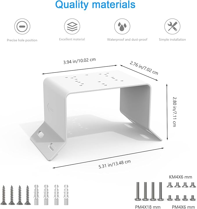 Corner Bracket for Security Camera, Metal Corner Mount Compatible with TP-Link Tapo Outdoor Pan/Tilt Wi-Fi Security Cameras (C530WS/C520WS/C510W/C500/C501GW/TC40/TC41/TC40GW/C51A/C52A（White）