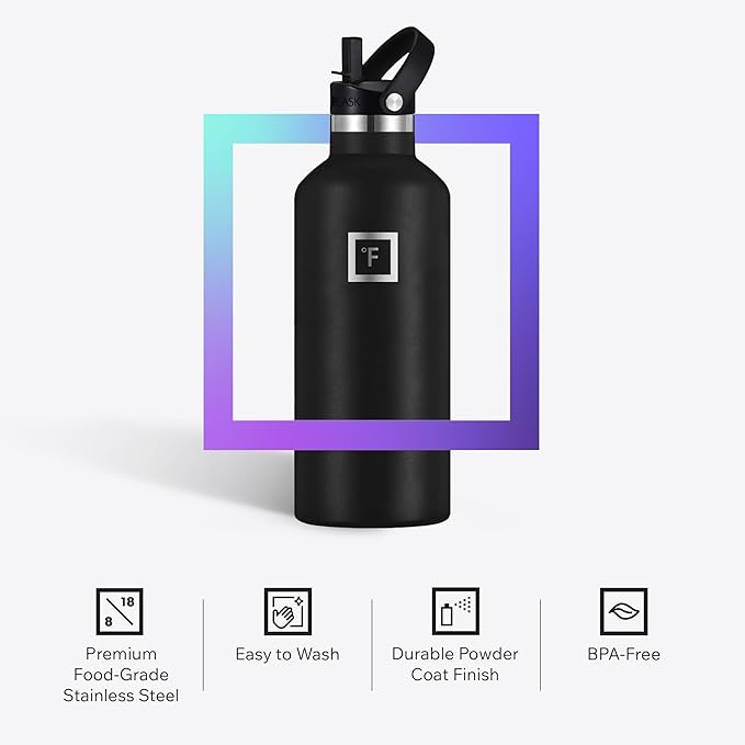 IRON °FLASK Camping & Hiking Hydration Flask with Straw, BPA-Free Insulated Stainless Steel Sports Water Bottle - 24 oz Sage