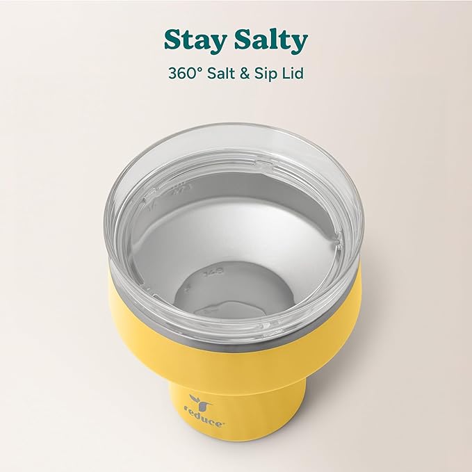 REDUCE Saltini 16 oz Cocktail Tumbler - Insulated Margarita Tumbler with Lid - Keeps Drinks Cold for 10 Hours - 360 Sippable Martini Glass Alternative - Shatterproof, Perfect for Parties - Pineapple