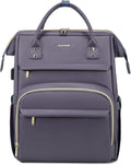 LOVEVOOK Leather Laptop Backpack for Women 17 inch,Travel Backpack Purse Nurse Teacher Backpack Computer Laptop Bag,Professional College Business Work Bags Carry On Backpack with USB Port,Grey Purple