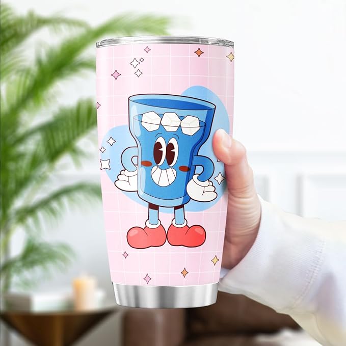 Funny Might Be Vodka Tumbler 20oz for Women, Cute Ice Cup Cartoon Design, Stainless Steel Insulated Cup for Coffee, Water, Travel, Work