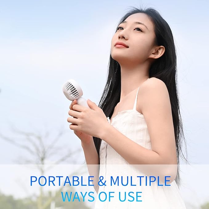 Mini Portable Fan 2 Pack, Cute Handheld Fan Battery Operated Lightweight Small Personal Fan with 3 Speeds and USB Rechargeable Eyelash Fan for Stylish Girl Kids Women Men Office Outdoor Travel Camping