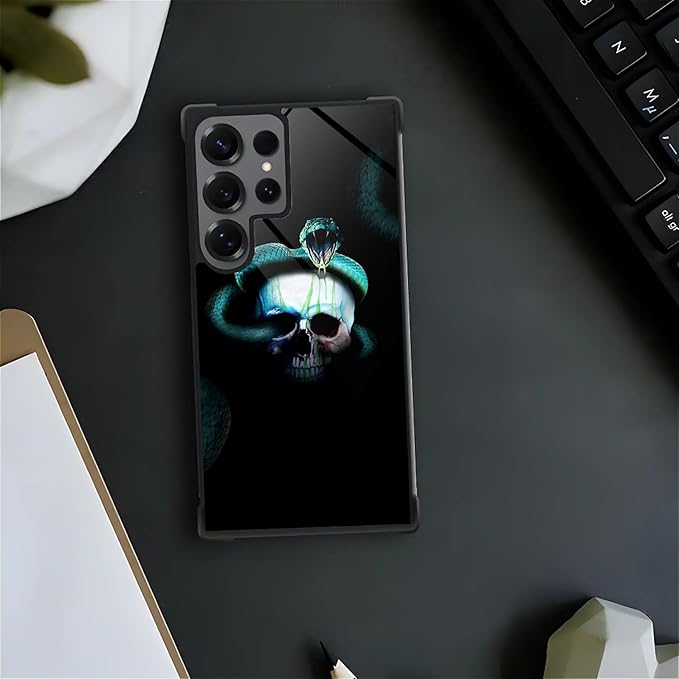 for Samsung Galaxy S25 Ultra Case,Graphic Design for Girl Boy Soft Silicone Hard Acrylic Shock Protection Designed for Samsung Galaxy S25 Ultra Skeleton Winding Snake Pattern