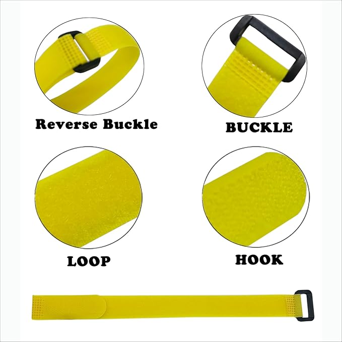 10 Pack (12 x 0.8 Inch) Reusable Fastening Cable Ties and Cable Straps Yellow Color Adjustable Multi-Purpose Hook and Loop Straps Nylon Cable Ties Organizer Fastener Management Wire Straps