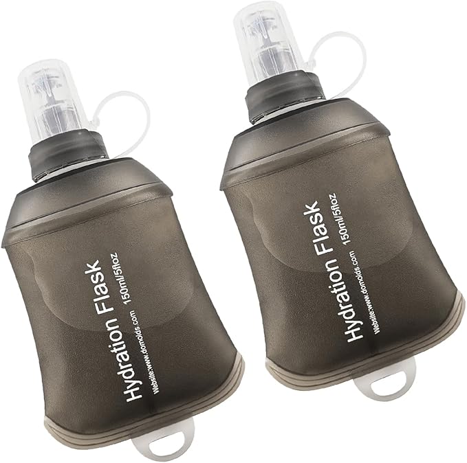 WILDREEDS 150ml Soft Flask, TPU Collapsible Soft Water Bottle for Hydration Pack, Running Vest, Folding Water Bottle for Hiking Cycling Climbing-2Pcs, Grey