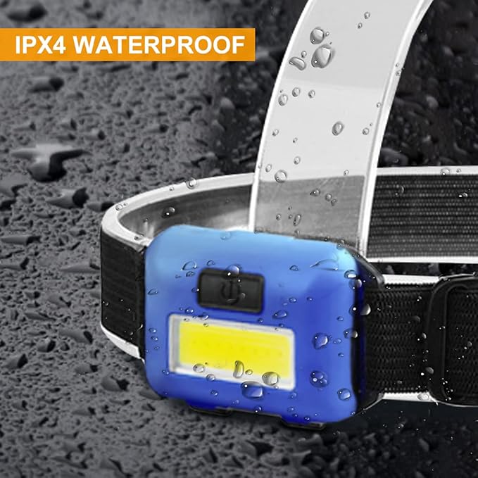 8 Pack Led Headlamp for Adults and Kids, 1.1oz/31g COB Flood Light Ultra Bright Head Lamp with 3 Modes 24 AAA Batteries, Waterproof Work Flashlight for Family Camping Running Reading Hiking