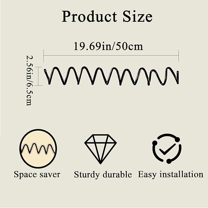 Black Wall Mounted Coat Rack, Decoration Wave Shaped Wall Hooks, Multi-Purpose Hooks for Coat, Hat, Bag, Umbrella, Heavy-Duty Metal Rail for Bedrooms, Living Rooms, Bathrooms(19.69" x 2.56")