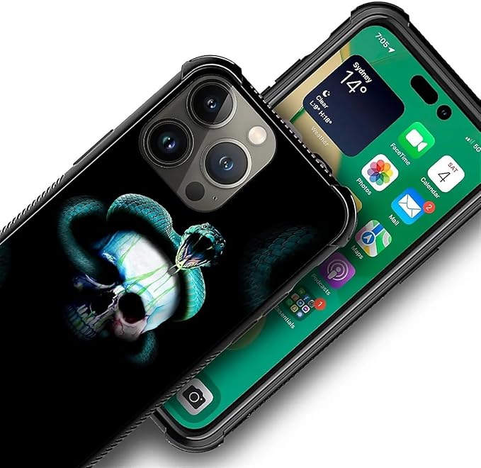 for iPhone 13 Pro Case, Skeleton Winding Snake Pattern Graphic Design Girl Boy Soft Silicone Hard Acrylic Shock Protection for iPhone 13 Pro