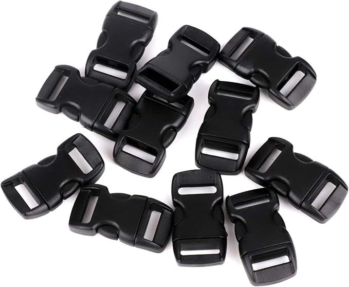 5/8" Black Plastic Side Release Buckle Curved Quick Release for DIY Bracelets, Backpacks, Dog Collars & Tactical Gear