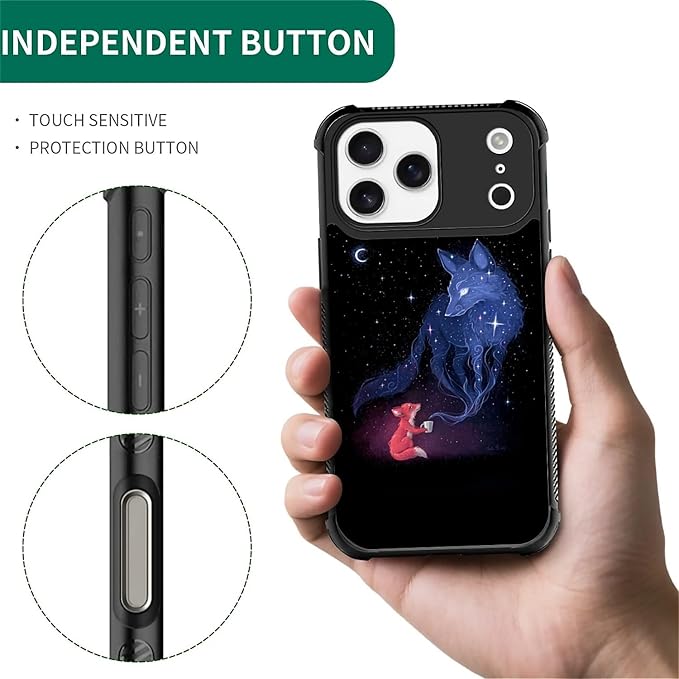 for iPhone 17 Pro Max Case,for MagSafe Graphic Design for Girl Boy Soft Silicone Hard Acrylic Shock Protection Designed for iPhone 17 Pro Max Galaxy Fox Wolf Pattern