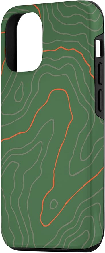 Backcountry Topo Guide Orange Lines Topographical Map Case for iPhone 12/12 Pro